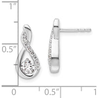 14K White Gold Polished Drop Earrings with Round Diamonds - 1.00 Carats Total Diamond Weight by Oro Pregiato