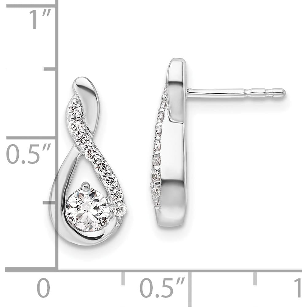 14K White Gold Polished Drop Earrings with Round Diamonds - 1.00 Carats Total Diamond Weight by Oro Pregiato