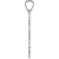 14K White Gold Polished Eastern Orthodox Solid Cross Pendant with Rhodium Plating by Oro Pregiato