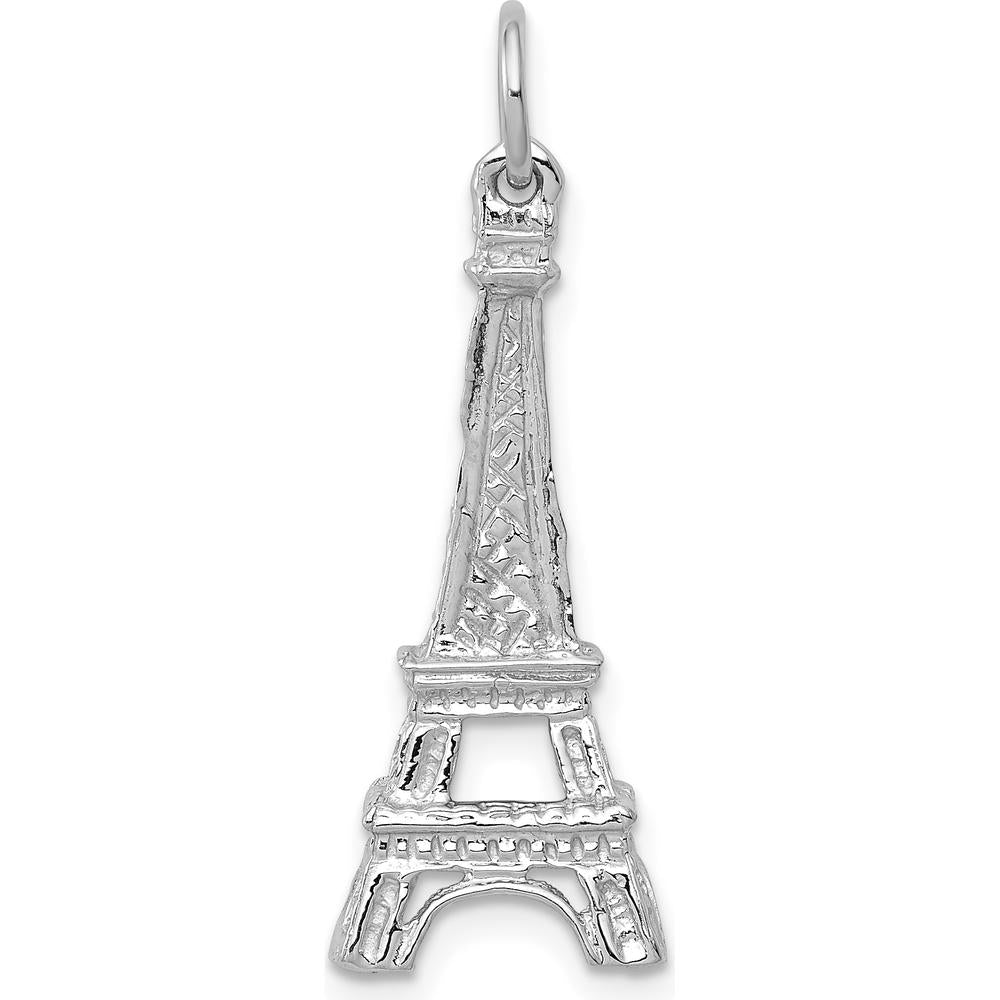 14K White Gold Polished Eiffel Tower Charm - 29mm Length by Oro Pregiato