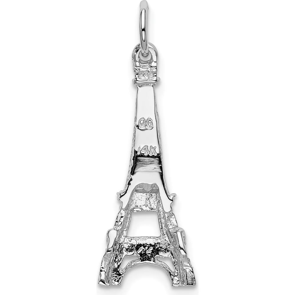14K White Gold Polished Eiffel Tower Charm - 29mm Length by Oro Pregiato