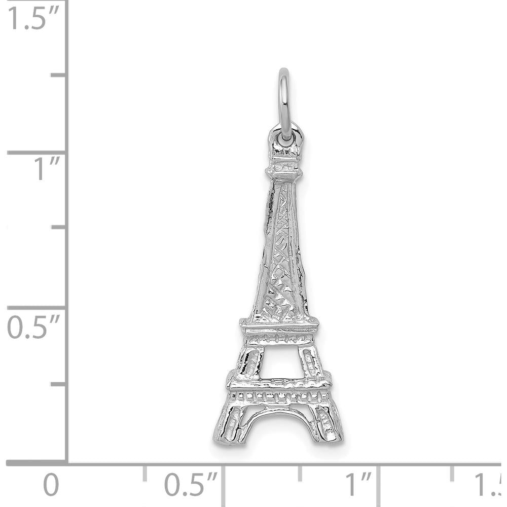 14K White Gold Polished Eiffel Tower Charm - 29mm Length by Oro Pregiato