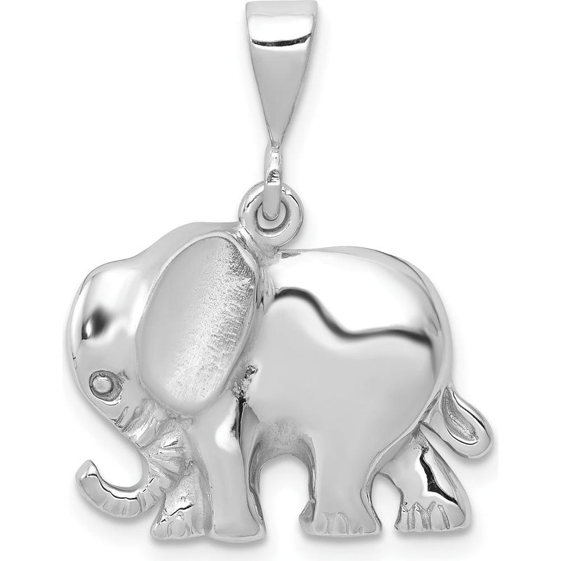 14K White Gold Polished Elephant Charm Pendant by 0