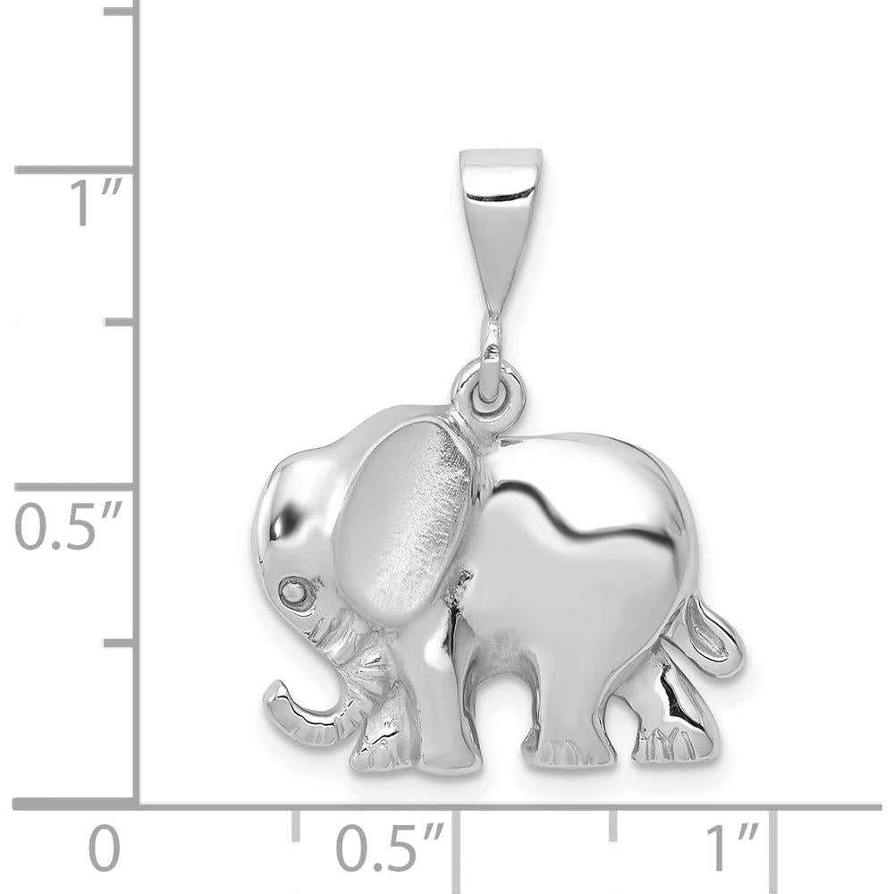 14K White Gold Polished Elephant Charm Pendant by 0
