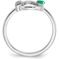 14K White Gold Polished Emerald and Diamond Circle Ring - 0.09 Carat Total Emerald Weight, 0.14 Carat Total Diamond Weight by 0