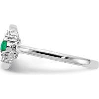 14K White Gold Polished Emerald and Diamond Circle Ring - 0.09 Carat Total Emerald Weight, 0.14 Carat Total Diamond Weight by 0