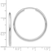 14K White Gold Polished Endless 2mm Hoop Earrings - 30mm Diameter by Oro Pregiato