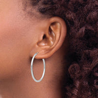 14K White Gold Polished Endless 2mm Hoop Earrings - 35mm Diameter by Oro Pregiato