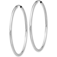 14K White Gold Polished Endless 2mm Hoop Earrings - 45mm Diameter by Oro Pregiato