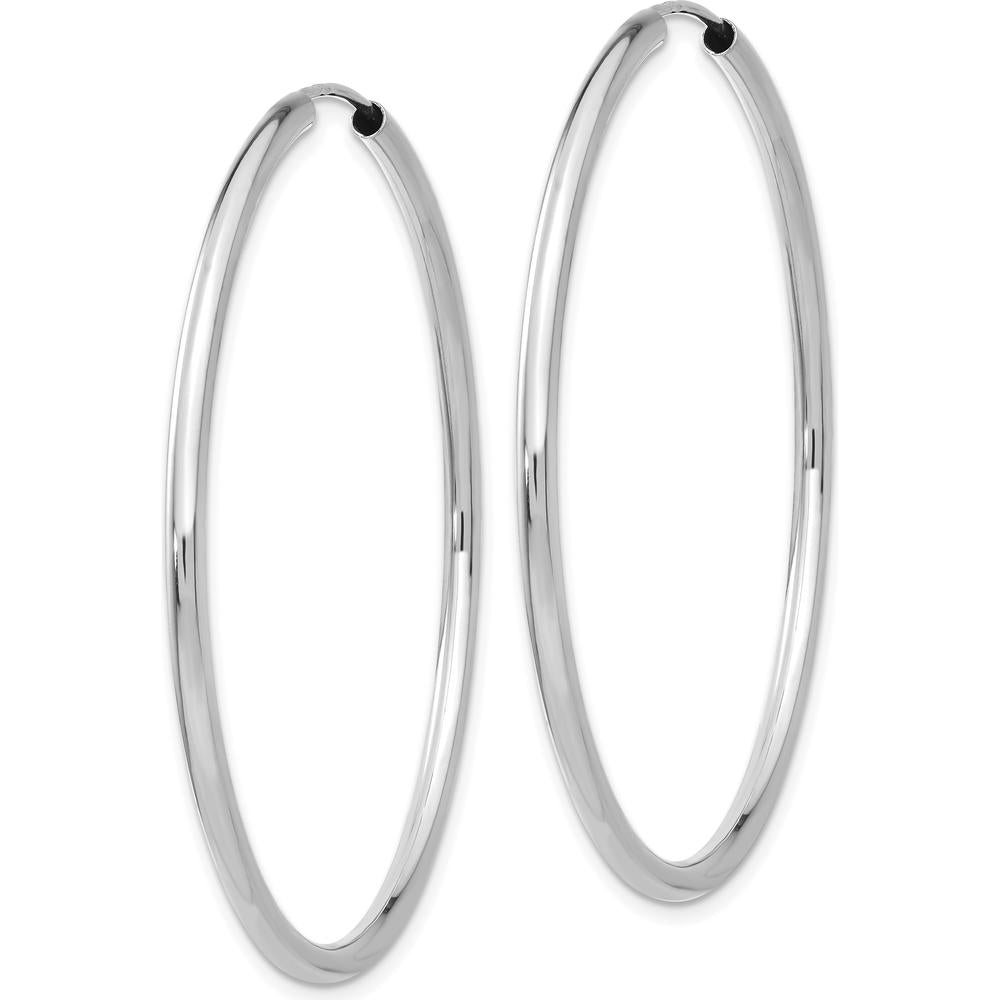 14K White Gold Polished Endless 2mm Hoop Earrings - 45mm Diameter by Oro Pregiato