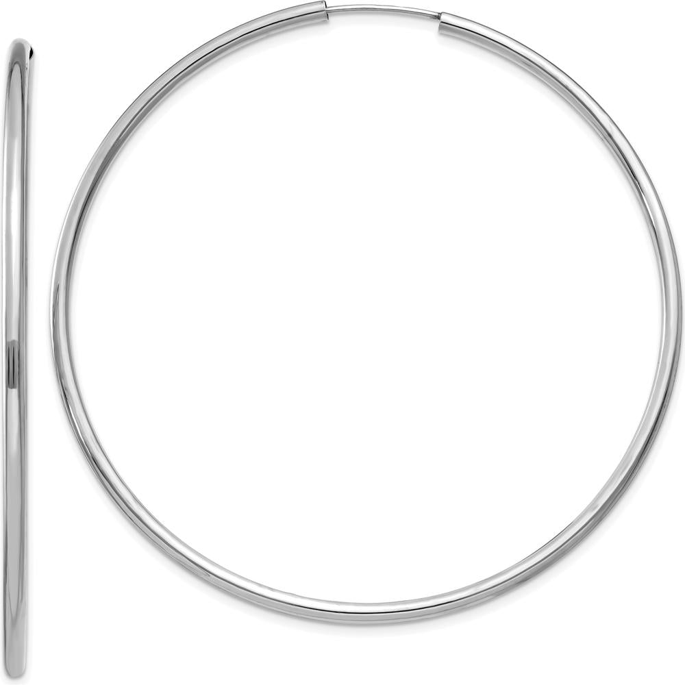 14K White Gold Polished Endless 60mm Hoop Earrings - Sleek and Timeless Design by Oro Pregiato