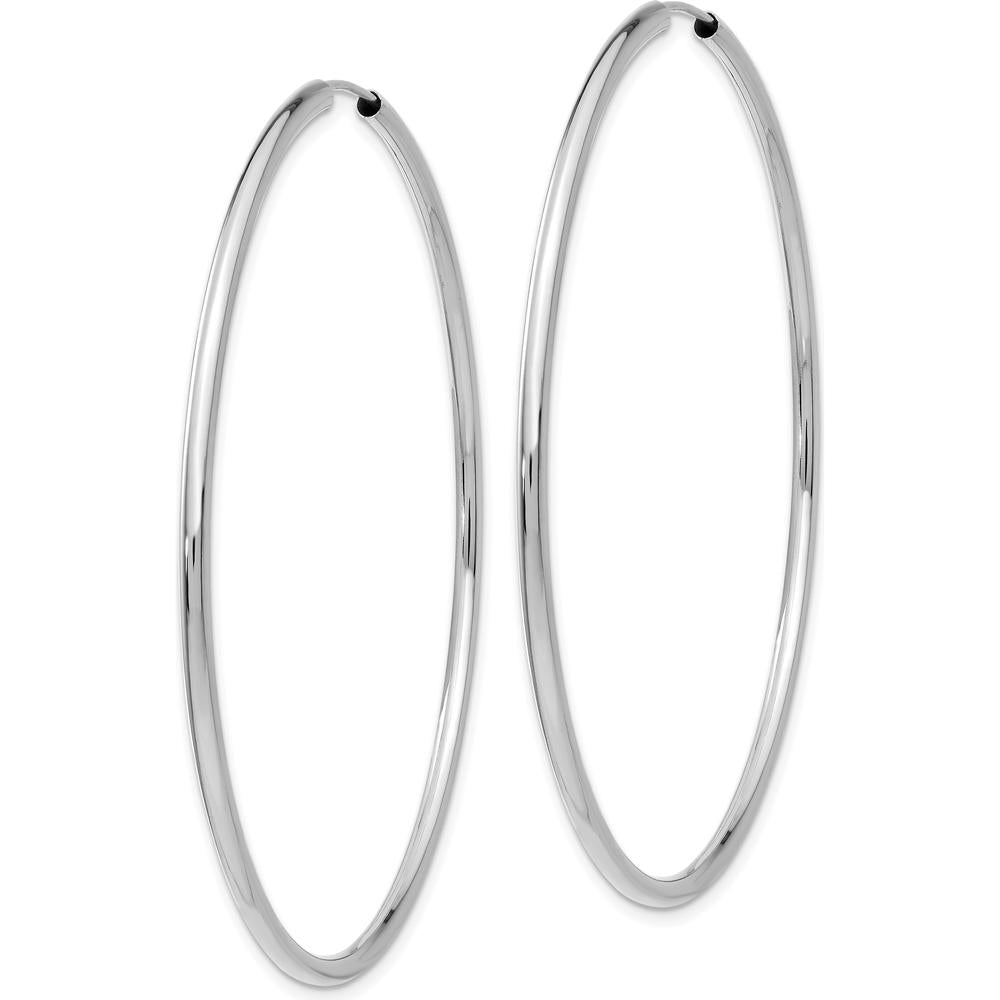 14K White Gold Polished Endless 60mm Hoop Earrings - Sleek and Timeless Design by Oro Pregiato