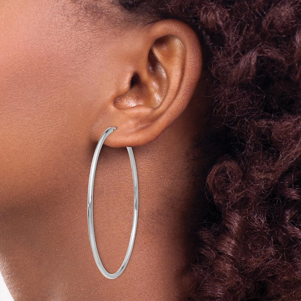 14K White Gold Polished Endless 60mm Hoop Earrings - Sleek and Timeless Design by Oro Pregiato