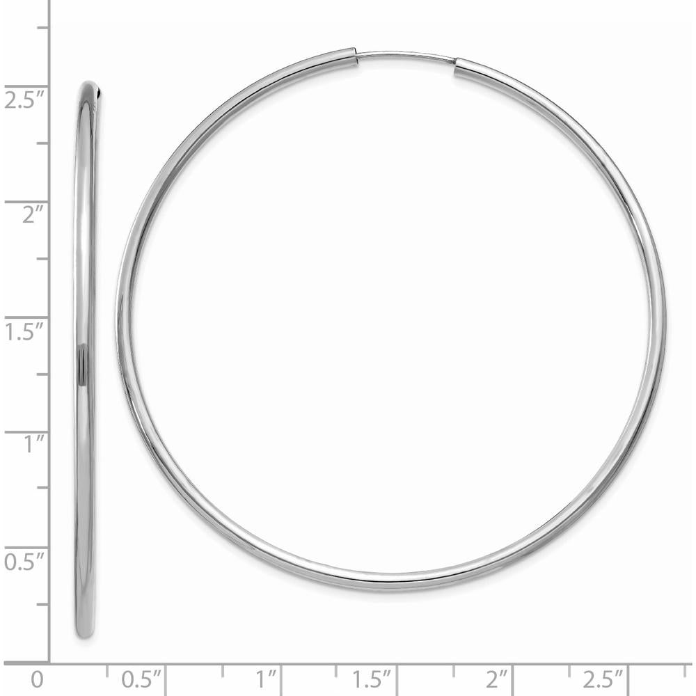 14K White Gold Polished Endless 60mm Hoop Earrings - Sleek and Timeless Design by Oro Pregiato