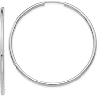14K White Gold Polished Endless Hoop Earrings - 50mm Diameter by Oro Pregiato