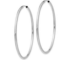 14K White Gold Polished Endless Hoop Earrings - 50mm Diameter by Oro Pregiato