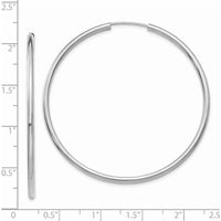 14K White Gold Polished Endless Hoop Earrings - 50mm Diameter by Oro Pregiato
