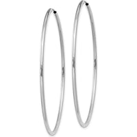 14K White Gold Polished Endless Hoop Earrings - 50mm Diameter by Oro Pregiato