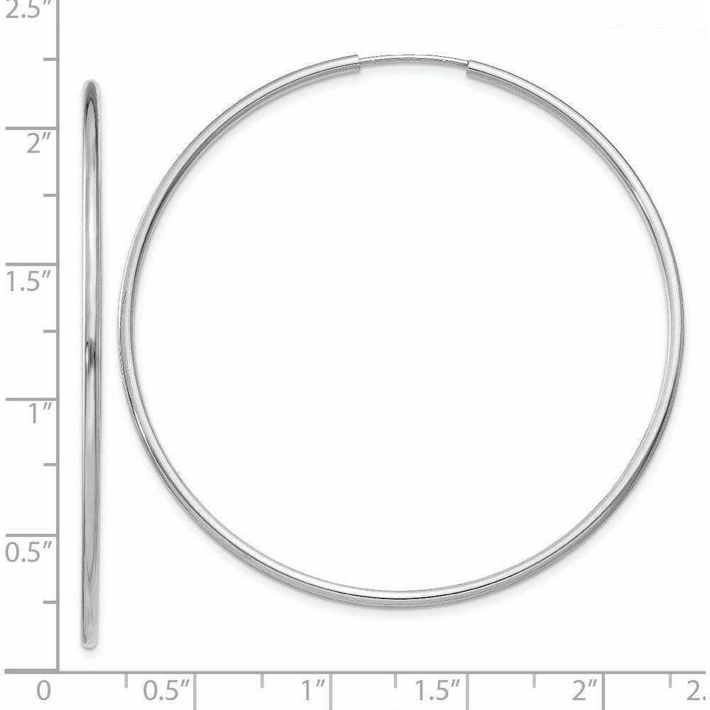 14K White Gold Polished Endless Hoop Earrings - 50mm Diameter by Oro Pregiato