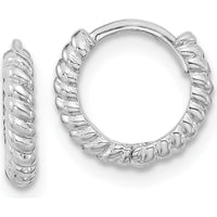 14K White Gold Polished Endless Hoop Earrings with Rhodium Plating - 9.91mm Length, 10.8mm Width by Oro Pregiato
