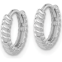 14K White Gold Polished Endless Hoop Earrings with Rhodium Plating - 9.91mm Length, 10.8mm Width by Oro Pregiato