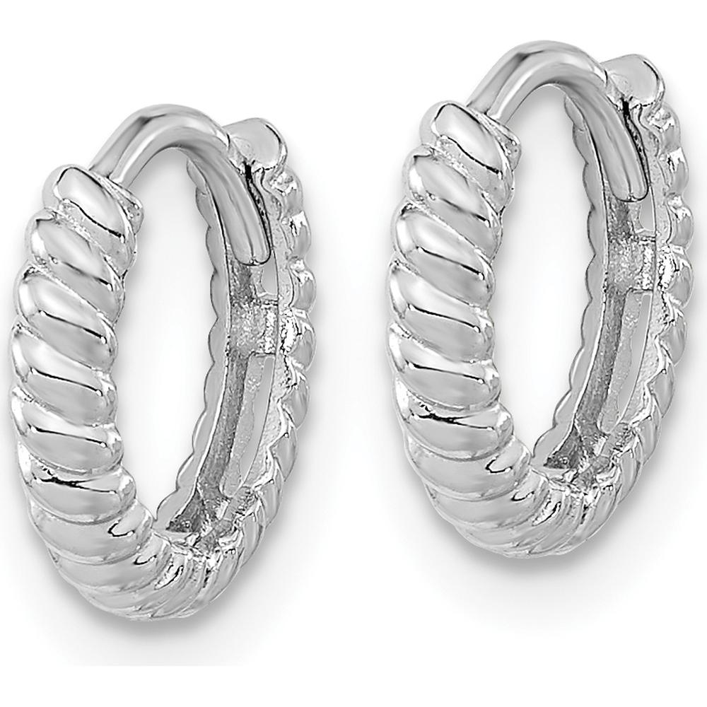 14K White Gold Polished Endless Hoop Earrings with Rhodium Plating - 9.91mm Length, 10.8mm Width by Oro Pregiato