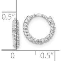 14K White Gold Polished Endless Hoop Earrings with Rhodium Plating - 9.91mm Length, 10.8mm Width by Oro Pregiato
