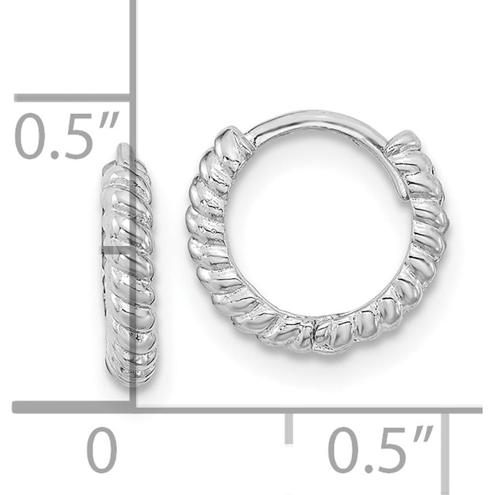 14K White Gold Polished Endless Hoop Earrings with Rhodium Plating - 9.91mm Length, 10.8mm Width by Oro Pregiato