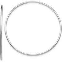 14K White Gold Polished Endless Tube Hoop Earrings - 40mm Diameter by 0