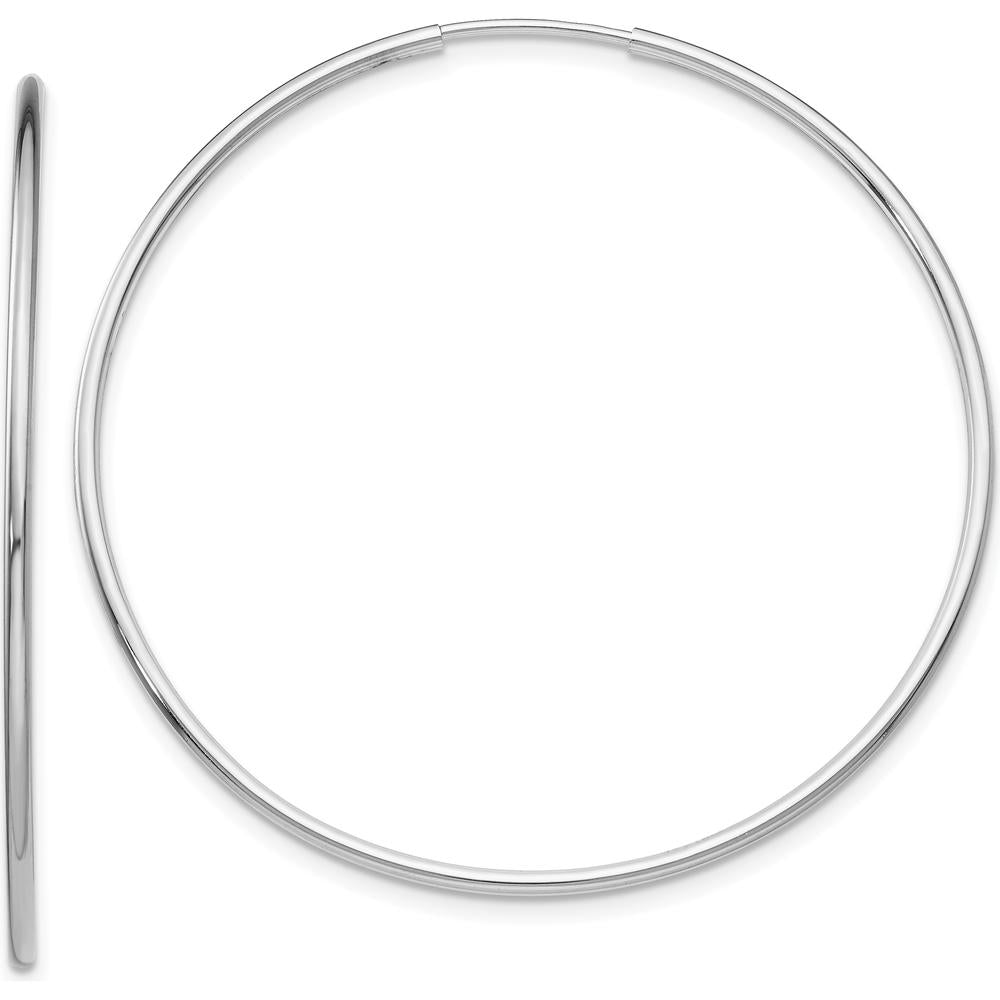14K White Gold Polished Endless Tube Hoop Earrings - 40mm Diameter by 0