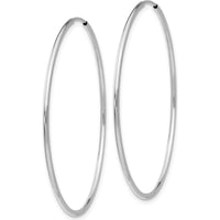 14K White Gold Polished Endless Tube Hoop Earrings - 40mm Diameter by 0