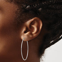 14K White Gold Polished Endless Tube Hoop Earrings - 40mm Diameter by 0