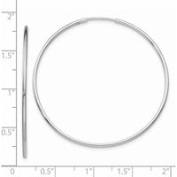 14K White Gold Polished Endless Tube Hoop Earrings - 40mm Diameter by 0