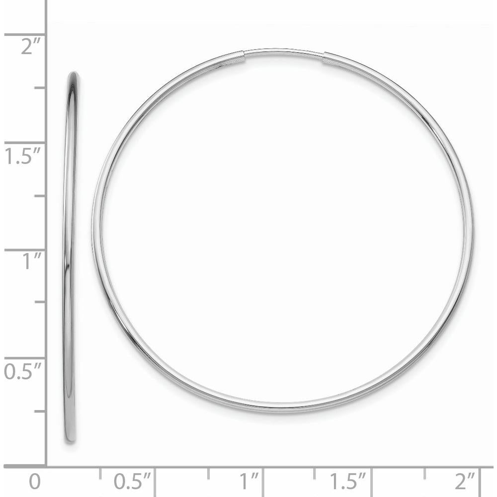14K White Gold Polished Endless Tube Hoop Earrings - 40mm Diameter by 0