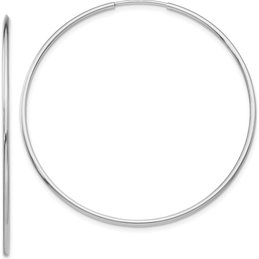 14K White Gold Polished Endless Tube Hoop Earrings - 45mm Length by 0