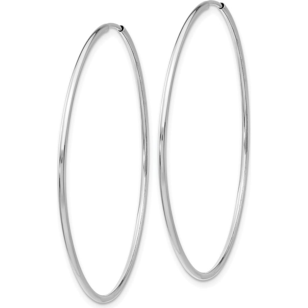 14K White Gold Polished Endless Tube Hoop Earrings - 45mm Length by 0
