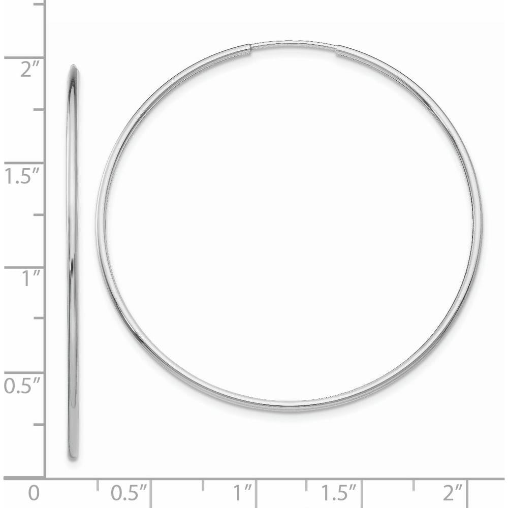 14K White Gold Polished Endless Tube Hoop Earrings - 45mm Length by 0