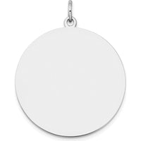 14K White Gold Polished Engravable Disc Charm - 29mm Length, Rhodium Plated by Oro Pregiato