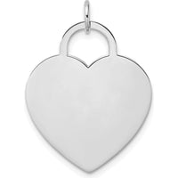 14K White Gold Polished Engravable Heart Disc Pendant - 22mm by Oro Pregiato