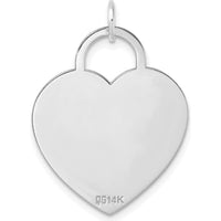 14K White Gold Polished Engravable Heart Disc Pendant - 22mm by Oro Pregiato
