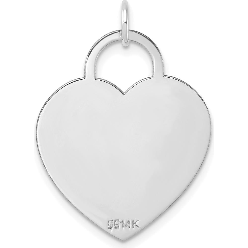 14K White Gold Polished Engravable Heart Disc Pendant - 22mm by Oro Pregiato