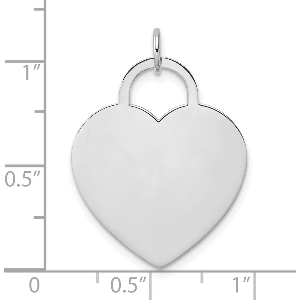 14K White Gold Polished Engravable Heart Disc Pendant - 22mm by Oro Pregiato