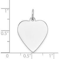 14K White Gold Polished Engravable Heart Pendant Charm - 21mm Height, 18mm Width by Oro Pregiato
