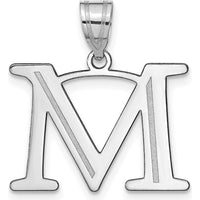 14K White Gold Polished Etched "M" Initial Pendant by Oro Pregiato