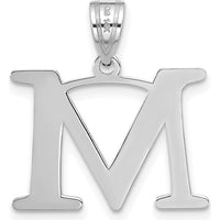 14K White Gold Polished Etched "M" Initial Pendant by Oro Pregiato