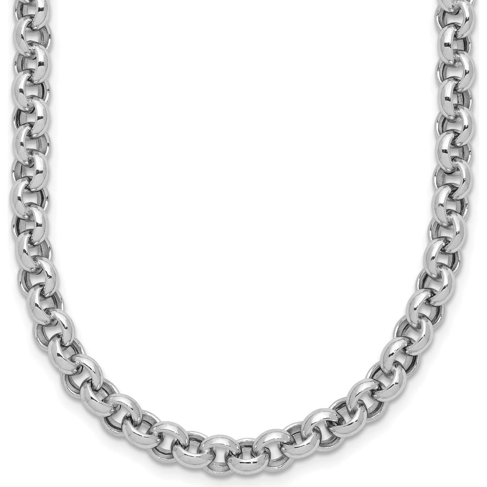 14K White Gold Polished Fancy 5mm Rolo Link Necklace - 18" Length by 0