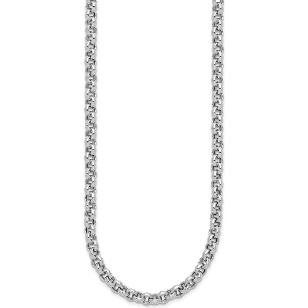 14K White Gold Polished Fancy 5mm Rolo Link Necklace - 18" Length by 0