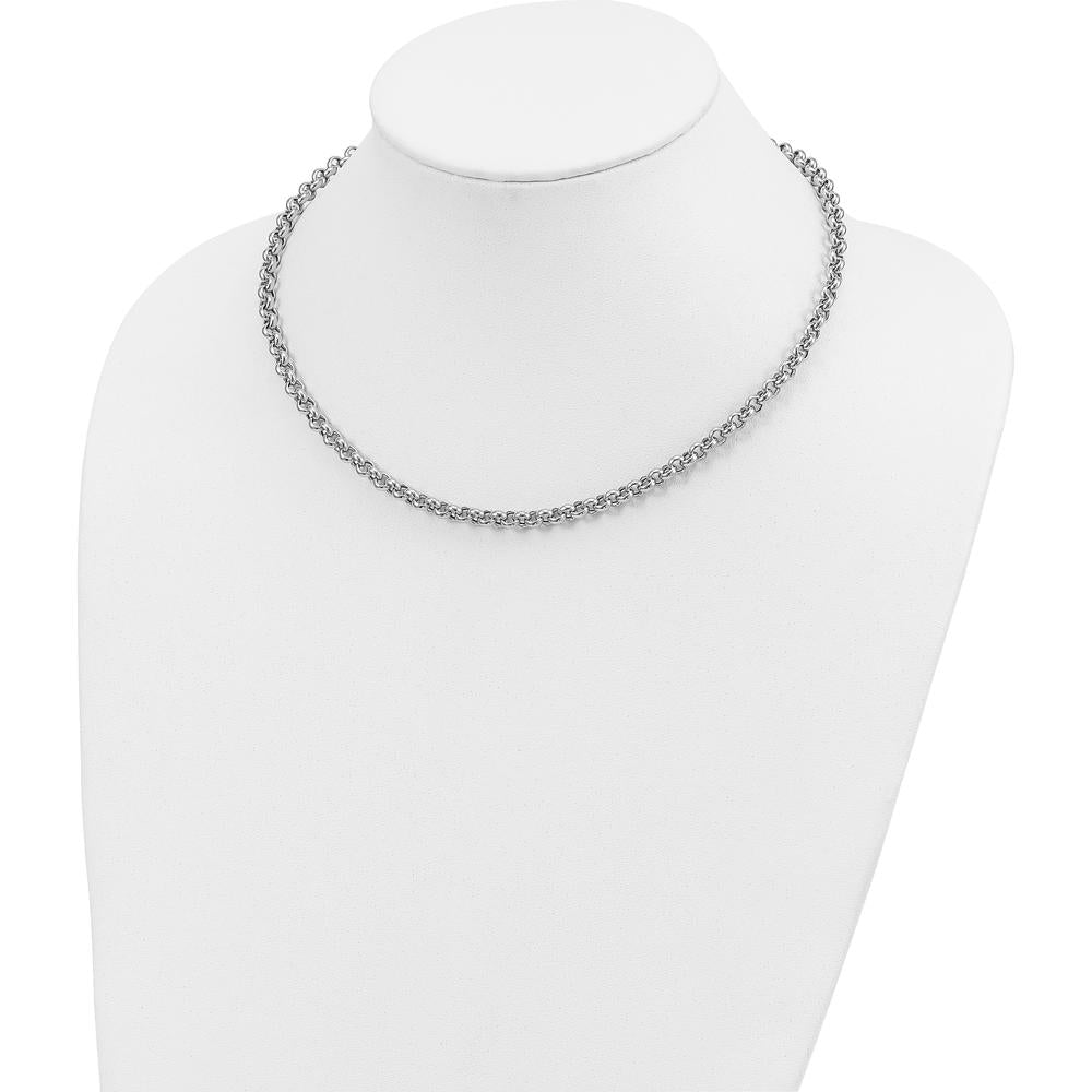 14K White Gold Polished Fancy 5mm Rolo Link Necklace - 18" Length by 0