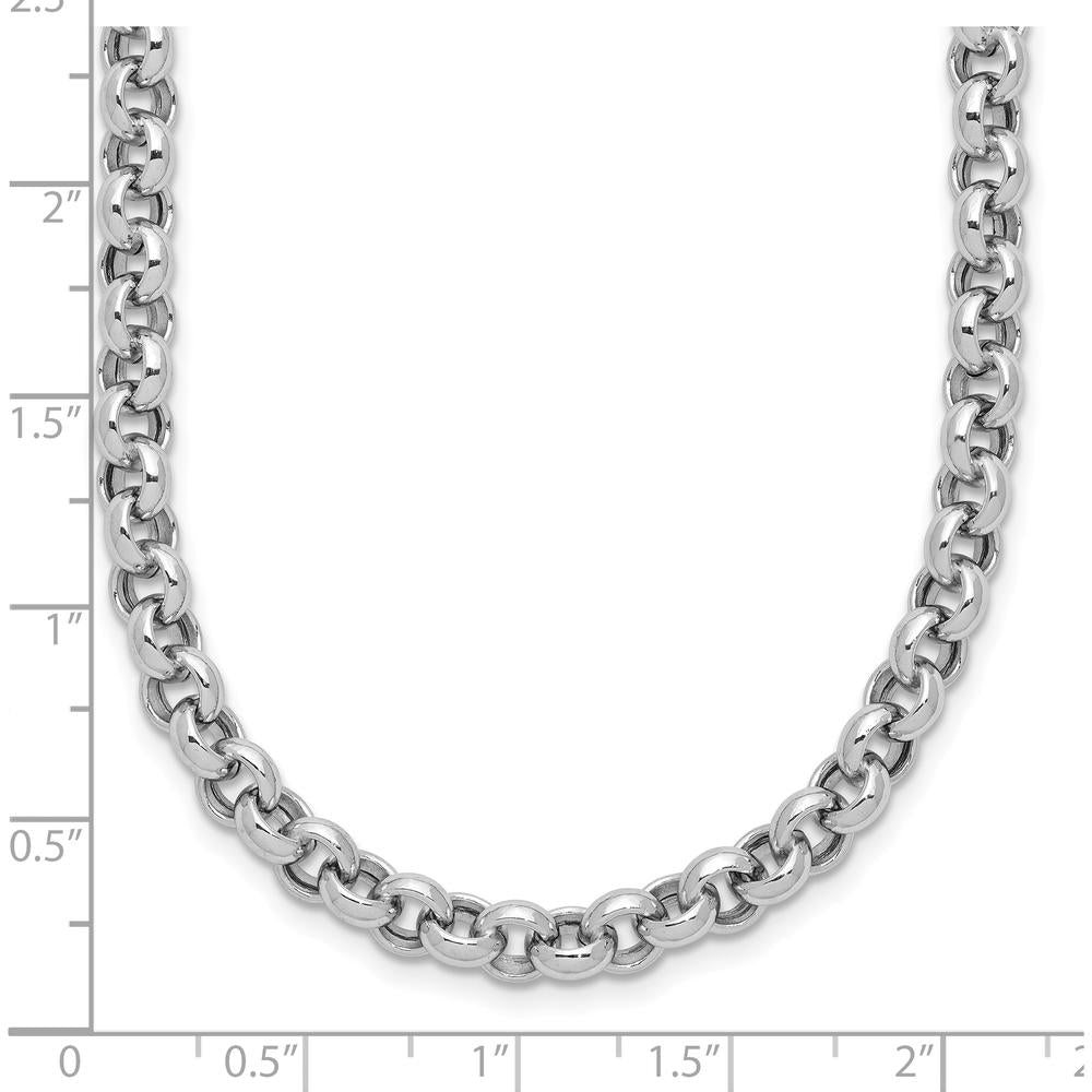 14K White Gold Polished Fancy 5mm Rolo Link Necklace - 18" Length by 0