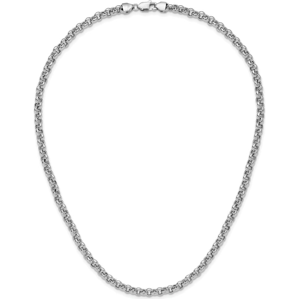 14K White Gold Polished Fancy 5mm Rolo Link Necklace - 18" Length by 0